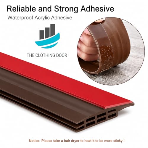 Image of Door Bottom Seal Strip, Adhesive Silicone Gap Seal Under Door Gap Filler, Air, Dust, Noise & Insect Protection Blocker Easy Install Flexible Weather Strip (Multi Color, 1 Meter)