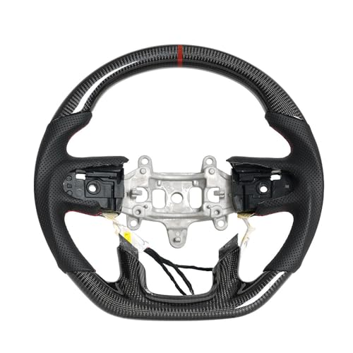 JIANGGAI Real Carbon Fiber Steering Wheel, D-shaped Perfoated Leather Grip Steering Wheel with Paddle Shifter Holes with Heated Fit For Dodge Ram TRX 1500 2019+