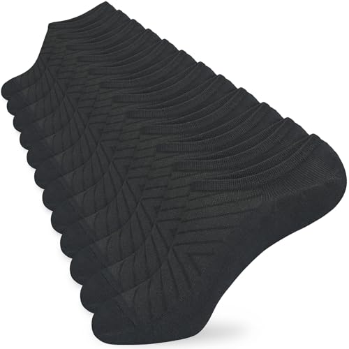 KOOOGEAR 6 Pairs Womens Ladies No Show Trainer Socks White Black Bamboo Walking Socks Invisible Sports Running Breathable Socks for Women 4-7 with Non-Slip Silicone Stripe ﻿