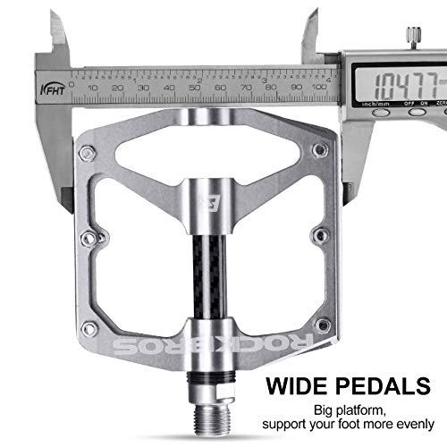 Rockbros 2017-12ES/2 Rock Bros Mountain Bike Pedals Flat Bicycle Pedals 9/16 Lightweight Road Bike Pedals Carbon Fiber Sealed Bearing Flat Pedals thumb #3