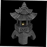 HEMOTON Lampada Solare Pagoda Design Zen Decorazione Esterna Giapponese Lanterna Solare Per Patio Cortile Prato Scultura Pagoda Per Giardino