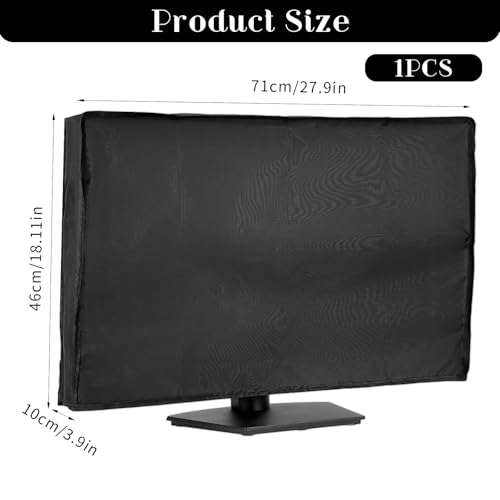 Schwarz Monitor Hülle 27 Zoll All-Inclusive Bildschirm Hülle 420D Oxford-Stoff Staubschutz Wasserdicht Abdeckhaube für PC Bildschirm (71 x 46 x 10 cm)