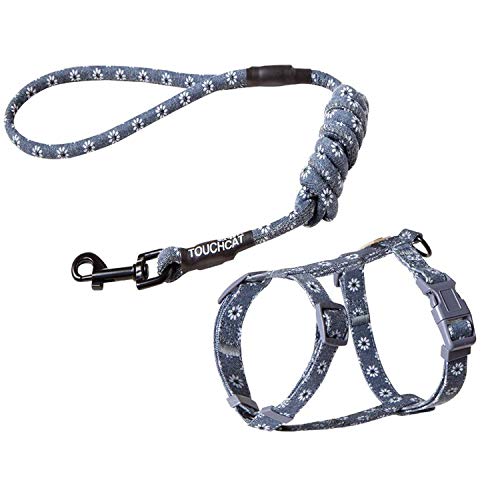 Touchcat 'Radi-Claw' Durable Cable Cat Harness and Leash Combo- Small/Dark Grey