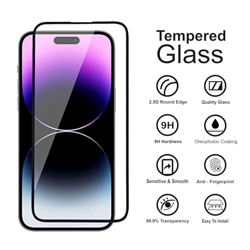 Image of DPJ Tempered Glass for iPhone 14 Pro Max (6.7 Inch) With Installation Kit | Military-Grade Gorilla Screen Protector | Edge to Edge Coverage |9H Hardness |Bubble-Free | Case Friendly | [Pack of 1]