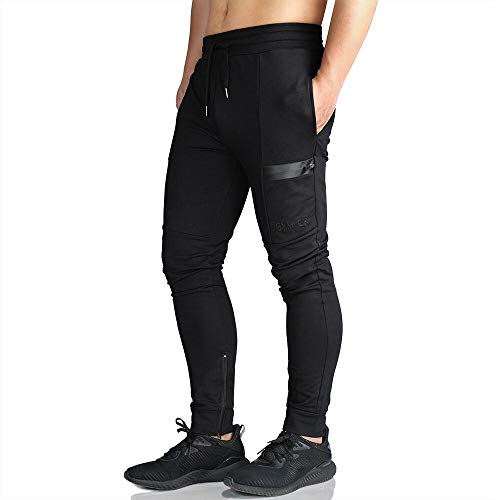 EK Mens Gym Jogger Pants Training Workout Slim fit Sweatpants Causal Leg Zipper