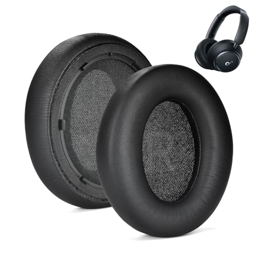 交換用イヤーパッド Anker Soundcore Life Q45対応 HoneTeek イヤークッション フォームカバー プロテイン&ソフトレザーと低反発素材 ヘッドセットヘッドフォン レザースリーブ イヤホン イヤーマフ (ブラック)