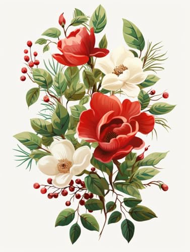 Kit fleurs rouges diamond painting MIRONS cadeau idéal 40x50cm pour les passionnés d'art