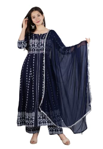 Women's Printed Kurta with Palazzos & Dupatta