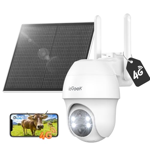 ieGeek 4G Telecamera da Esterno senza Fili,2K 3MP Telecamera Pannello Solare con Sim,Batteria...