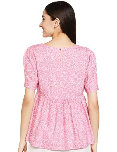 Image of Amazon Brand - Symbol Women's Solid Rayon Round Neck Half Sleeve Regular Fit Peplum Top (Available in Plus Sizes)