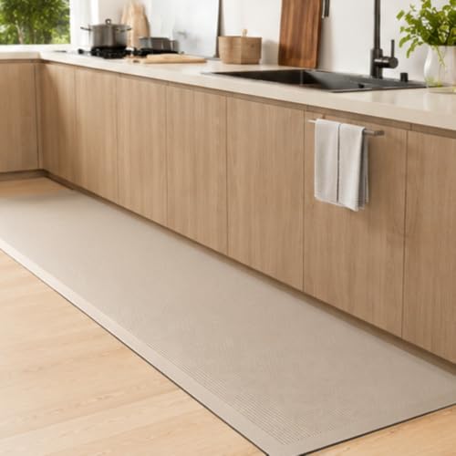 Image of HomeCloud Rubber Kitchen Mats for Floor Set of 2 Pcs | Non-Skid, Soft Absorbent Rugs for Kitchen, Laundry, and Hallway | 120x40cm, 40x60cm| 4mm Thickness(Mustard Lining)