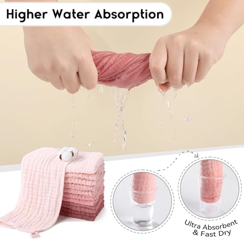 Image of Unnivoll Muslin Burp Cloths for Baby 100% Cotton Burping Cloths for Boys Girls Large 20''X10'' Extra Soft and Absorbent 24 Pack - Gradient Pink