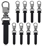 9Pcs Black Detachable Leather Zipper Pull, No-Tool Replacement Zipper Tab for Backpacks, Luggage, Jackets, Handbags