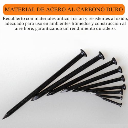 Miniatura 4 de Bacshby 100 Piezas Clavos Redondos Planos Para Madera 20mm, Clavos Zincados Galvanizados De Acero Para Paredes De Hormigón, Uso Universal En Interiores Y Exteriores