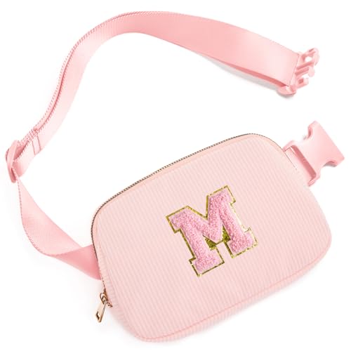Image of Gitus Gifts for 10-16 Year Old Girls: Christmas Gifts for Teen Girls & Women - Fanny Pack with Initial Letter Patch Belt Bag Crossbody Bag (Light Pink-M)