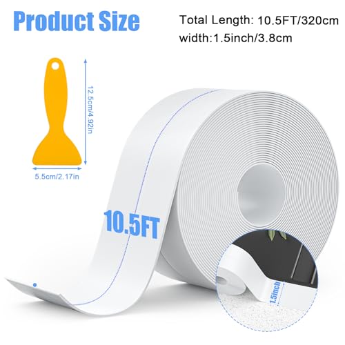 Image of Caulk Strip, 2 Pack 1.5' x 10.5Ft Caulk Strip for Bathtub Self Adhesive Caulk Tape Caulking Sealing Tape for Kitchen Countertop,Sink,Bathroom,Toilet,and Bathtub Floor Wall Edge Protector