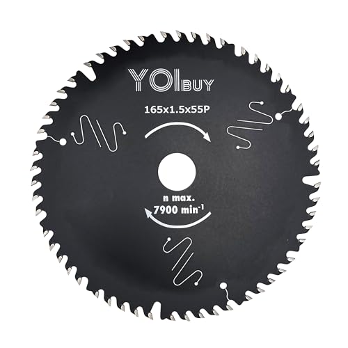 YOIbuy 丸鋸刃 165mm チップソー 165x1.5x55P 内径20mm 木工用 静音 造作用 フッ素樹脂コーディング YCSB-165-55-1P