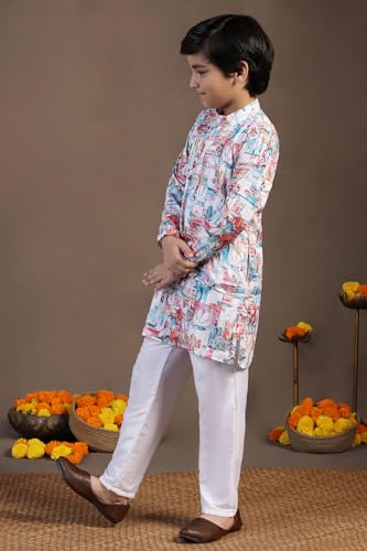 Image of Fashion Dream Boy Teal Kurta Pyjama Set|Boy Kurta Set|Kurta Pyjama Set