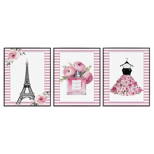 Giclées Parisian Glam Stupell Industries Habiller un Mur Vide Style Moderne Noir 3 Set