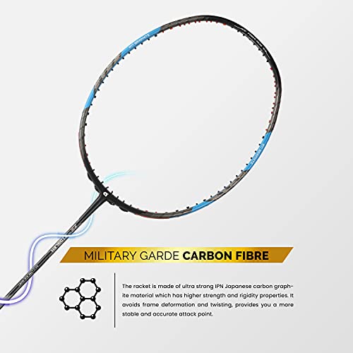 Image of Apacs Z-Ziggler (Unstrung, 38 LBS Max Tension) 6.4mm Slim Shaft | Made in Vietnam | 100% Japanese Graphite Badminton Racket with Free Full Cover | G2-4 1 /8 inches (Black Blue Grey)