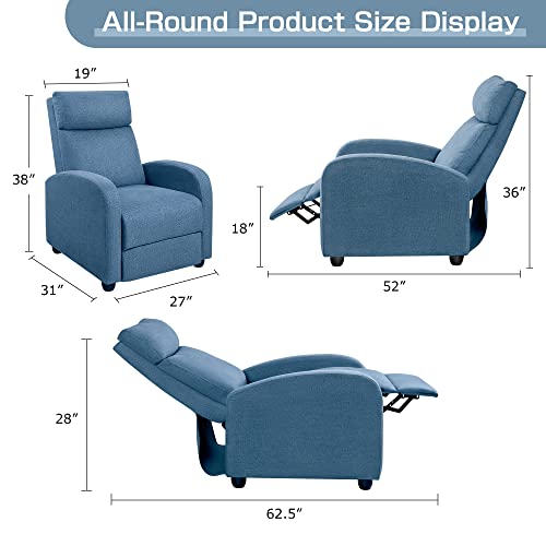 Rankok Recliner Chair Ergonomic Adjustable Single Fabric Sofa With Thicker Seat Cushion Modern Home Theater Seating For Living Room #TOP1