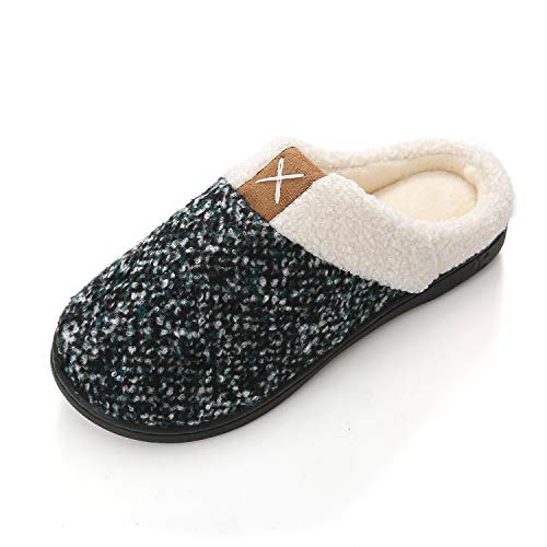 KISCHERS Hiver Coton Peluche Chausson Femme Homme Doublure Intérieure Chaud Confortable Pantoufles Antiderapant Taille 36-47 (46/47 EU, Gris Bleu)