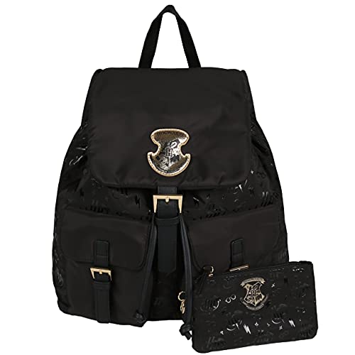 Mochila Negra con Bolsillos Hogwarts Harry Potter Talla única