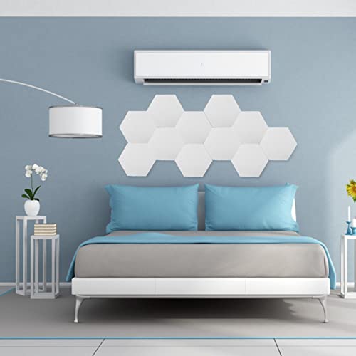 LIOOBO 12 piezas paneles hexagonales de aislamiento acústico blancos para decoración de paredes, autoadhesivos para aislamiento de sonido en estudio, oficina y decoración de fondo miniatura 6
