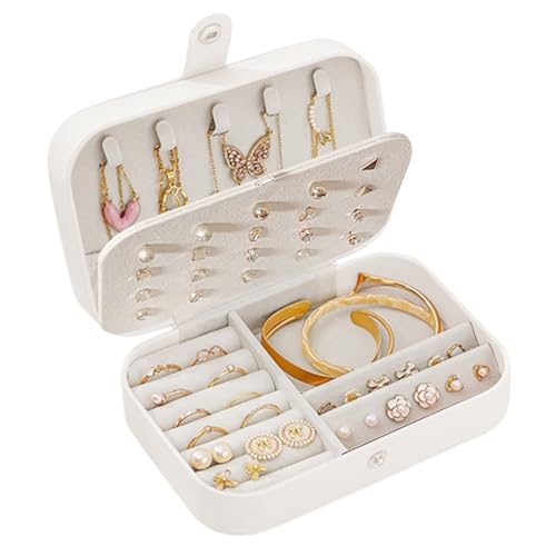 Eckerdromk Boite a Bijoux Femme, Rangement Bijoux, Boite a Bijoux Fille avec Miroir Cuir PU, Petit Boite a Bijoux Portable pour Boucles D'Oreilles, Colliers, Bagues, Anniversaire, Cadeau de Mariage