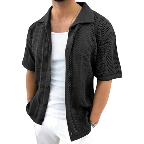 Chemise vacances plage en crochet pour homme transparent
