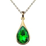 Navachi 18k Gold Plated Water Drop Pear-Shaped Grass Green Zircon Pendant Az6286p Necklace 16