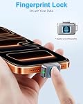 TWOPAN 512GB Nano SSD with Fingerprint Lock, Portable External SSD Hard Drive Storage for iPhone 17/16/15, MacBook, Steam Deck, PS5, Selfie Stick, Android, iPad, Travel and Backup