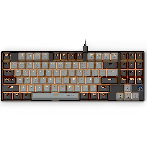 ゲーミングキーボード有線89キー英配列数字機能キーUSBコンパクトメカニカルキーボードリズム全機能ブラウン赤青軸段落感9種類LEDバックライト呼吸モード防水高耐久性PC用キーボードMac/ windows10/8/7などに対応しています (Gray&Bla