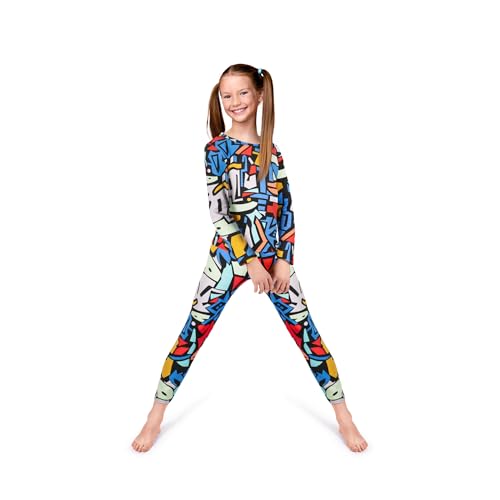Rocky Thermal Underwear Kids Girls Thermal Underwear Set Toddler Long Johns kid Thermals Kid Base Layer kids thermals top bottom set Winter Clothes Shirt Pants Ski/Extreme Cold (Geometric, XS, Heavy)