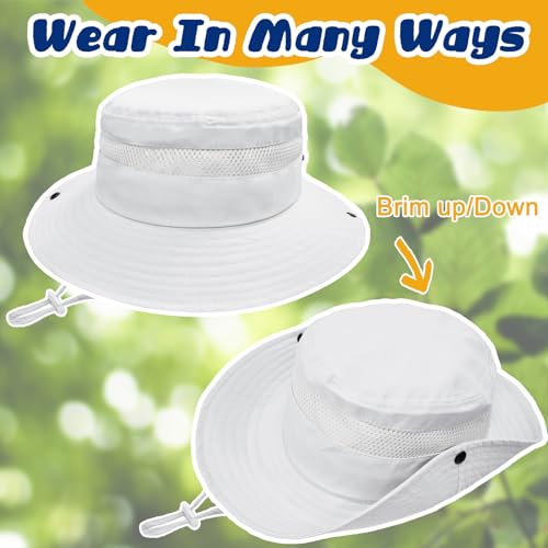 Image of Outdoor Kids Sun Hat for Boys Girls Wide Brim Mesh Bucket Hat UPF 50+ Sun Protection Breathable Summer Fishing Safari Hat