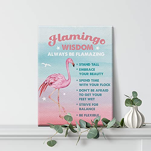 Watercolor Flamingo Wisdom Canvas Painting Inspirational Prints For Home Wall Decor Beach Artwork Framed Gifts(12X15 Inch) #TOP4