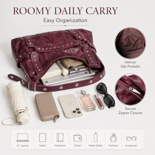 Image of Shoulder Purse for Women, Leather Women's Handbag Y2k Aesthetic Coquette Shoulder Bag Hobo Punk Trendy Ladies Purse