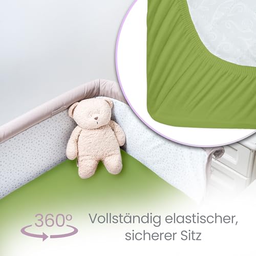 Spannbettlaken Kinderwagen 90x50 cm – 2er-Set Grün Baby Spannbettlaken Aus Bio-Baumwolle – Waschbar & Weich – Für Kinderwagenmatratze – Ansicht 5