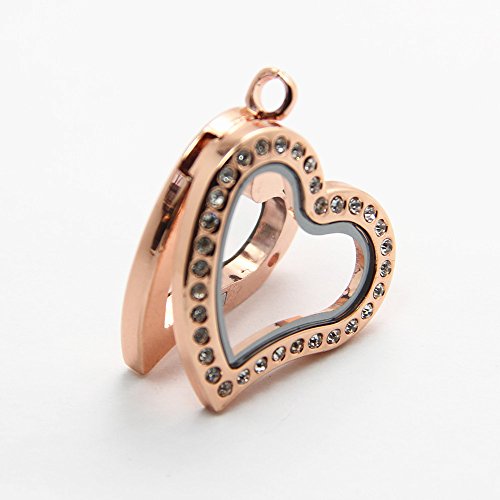 Jojo & Lin Magnetic Floating Locket Charm 30Mm Medium With Snake Chain Mothers Day Gift (Rose Gold Curved Heart) #TOP2