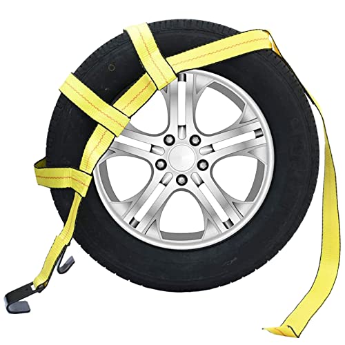 Robbor Tow Dolly Basket Straps With Flat Hook Heavy Duty Car Dolly Straps Universal Fit Most 14"-19" Wheels 10,000Lbs Webbing Break Strength Tire Bonnet #TOP1