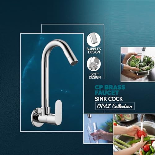 Image of CLINTON Kitchen Sink Cock with 360 Degree Swivel Spout | Kitchen Sink Tap | Kitchen Faucet | Tap for Kitchen Sink (Opal)
