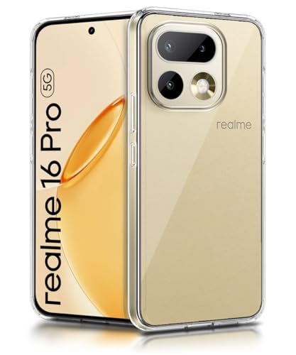 Image of WOW IMAGINE Transparent Back Cover Case for Realme 16 Pro 5G | Raised Bumps for Full Device & Camera Protection Shockproof TPU Silicone Back Case Mobile Cover - Transparent