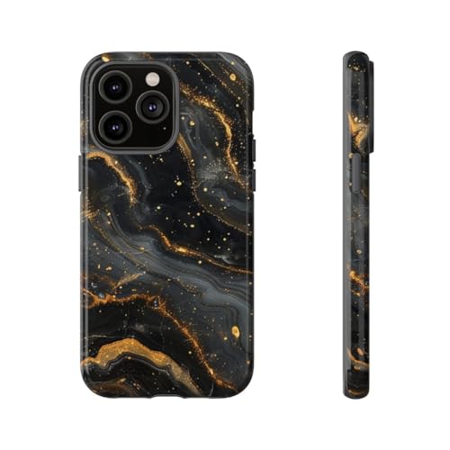 Coque iPhone 14 Pro Max marbré noir et or pour le quotidien