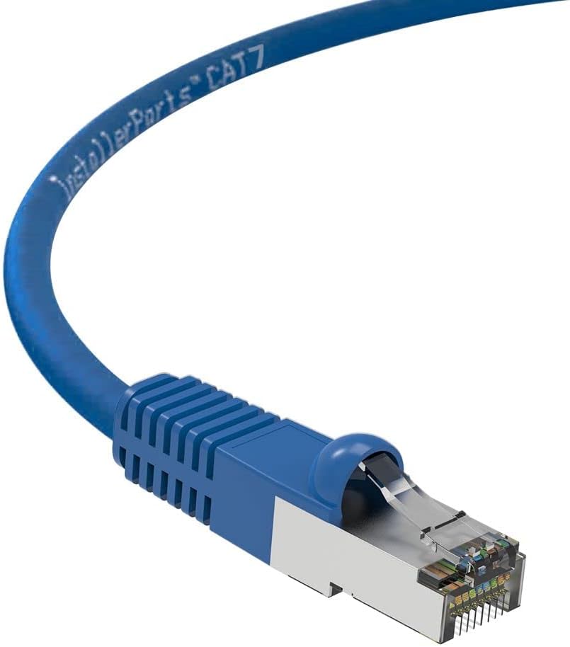 InstallerParts Ethernet Cable CAT7 Cable Shielded (SSTP) Booted 50 FT - Blue - Professional Series - 10Gigabit/Sec Network/High Speed Internet Cable, 600MHZ