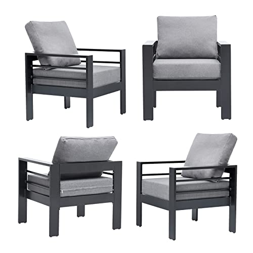 Senyun Outdoor Patio Chairs Set Of 2, Metal Aluminium Patio Furniture Set, All-Weather Modern Armchair With Waterproof Cushions For Balcony Porch Lawn #TOP5