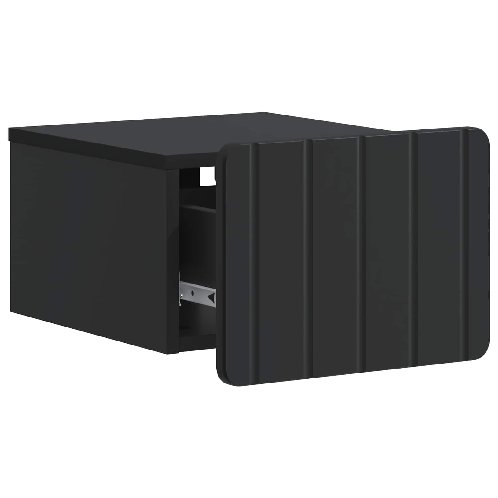 Mobiletto Da Notte A Muro 2 Pezzi Nero 33 x 34,5 x 24 cm | Legno Ingegnerizzato, 2 Cassetti, Montaggio A Parete, Stile Vintage, Per Camera Da Letto