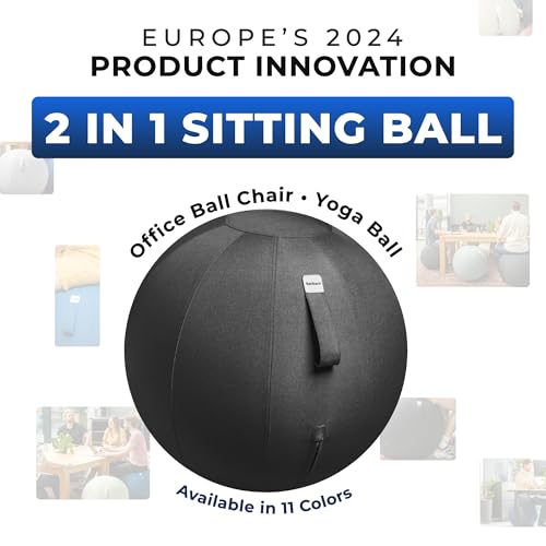 Image of Backerz Balance Ball Chair for Office & Home - Ergonomic Exercise Ball for Posture & Back Pain Relief, Yoga Ball Chair - Sitting Ball with Washable Linen Cover
