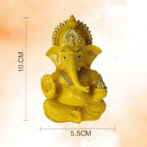 Image of Shri Ganesha Idol for Car Dashboard | Lord Statue for Home, Office & Pooja Room Decor | Spiritual Gift for Housewarming, Festive & Religious Occasions(Yellow)