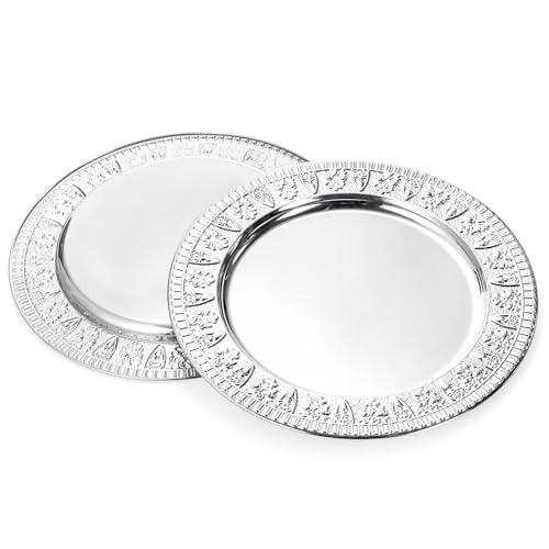 ZENFUN 6 Pack Platos Redondos de Acero Inoxidable 12" miniatura 4