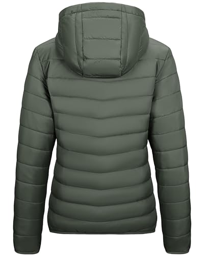 Image of Outdoor Ventures Women's Packable Lightweight Full-Zip Puffer Jacket with Hood Quilted Winter Coat